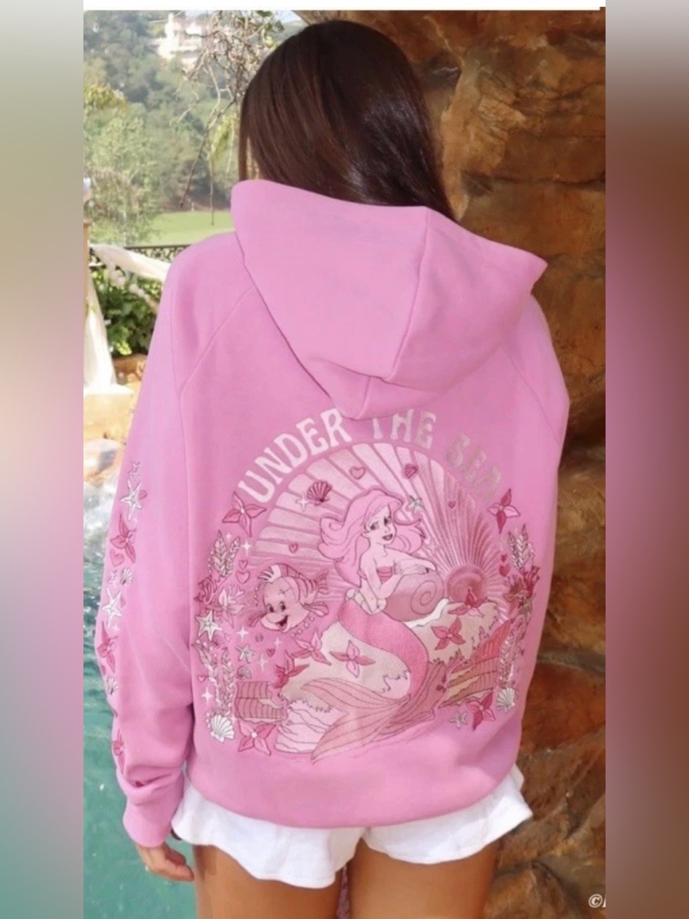 Pink Palm Puff "Under the Sea" Hoodie Pink Disney Mermaid Small NEW IN BOX